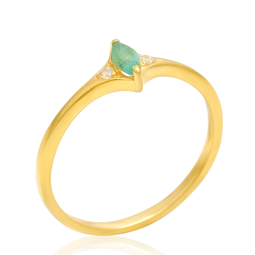 Goldplattierter Silberring mit brasilianischem Smaragd und weißem Topas 4 