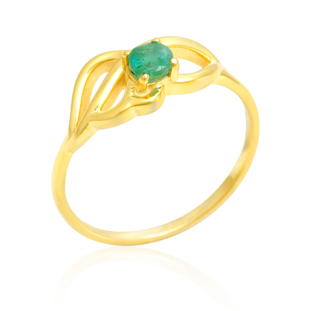 Goldplattierter Silberring mit brasilianischem Smaragd 6 