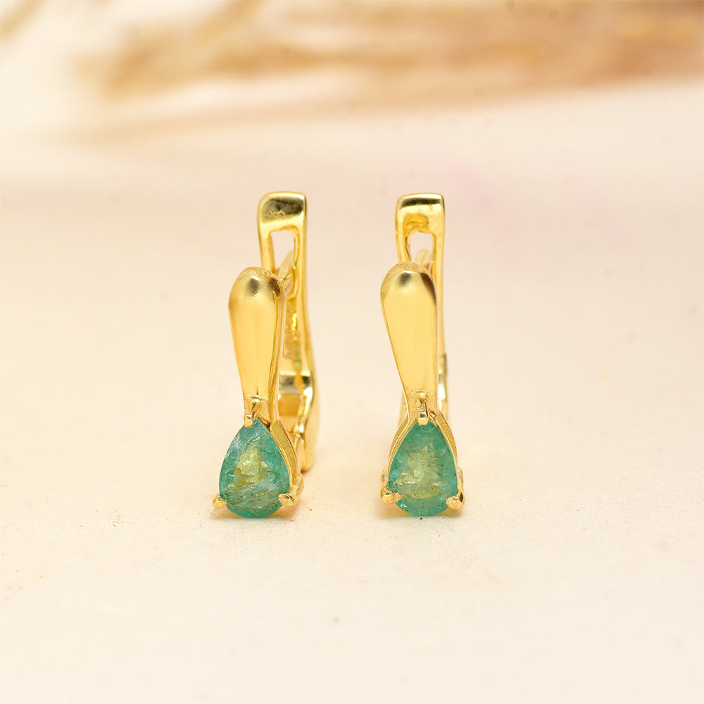 Goldplattierte Silberohrringe mit brasilianischem Smaragd