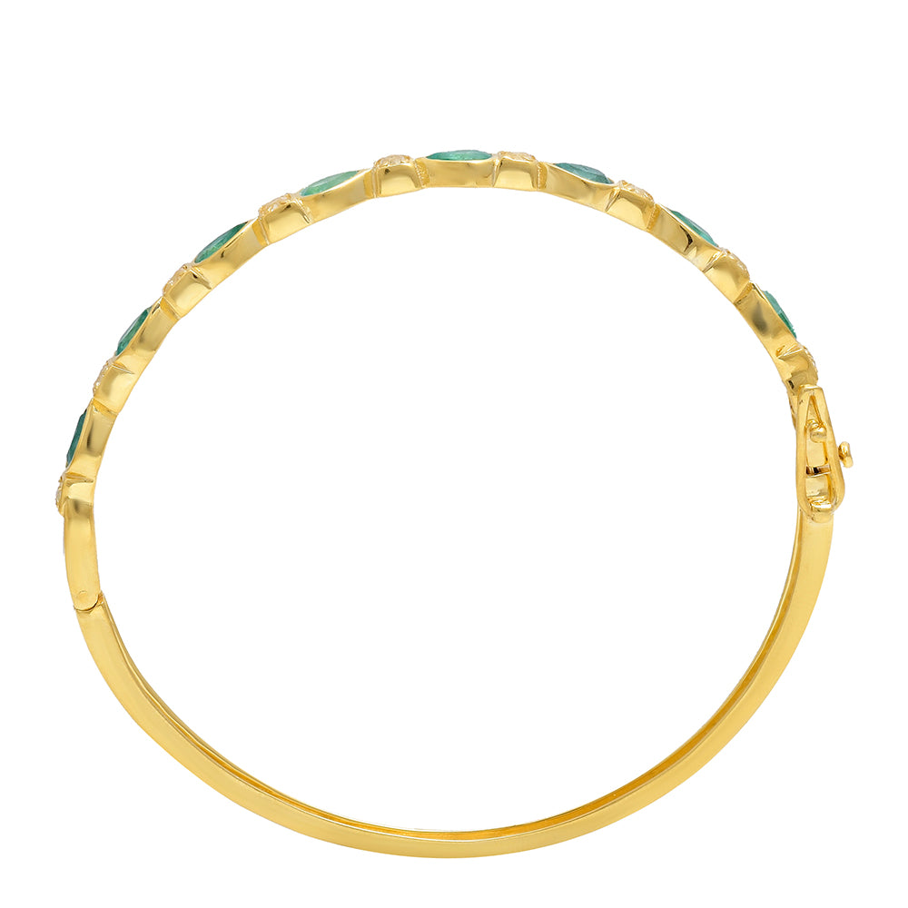 Goldplattierter Silberarmreif mit brasilianischem Smaragd und weißem Topas 3 