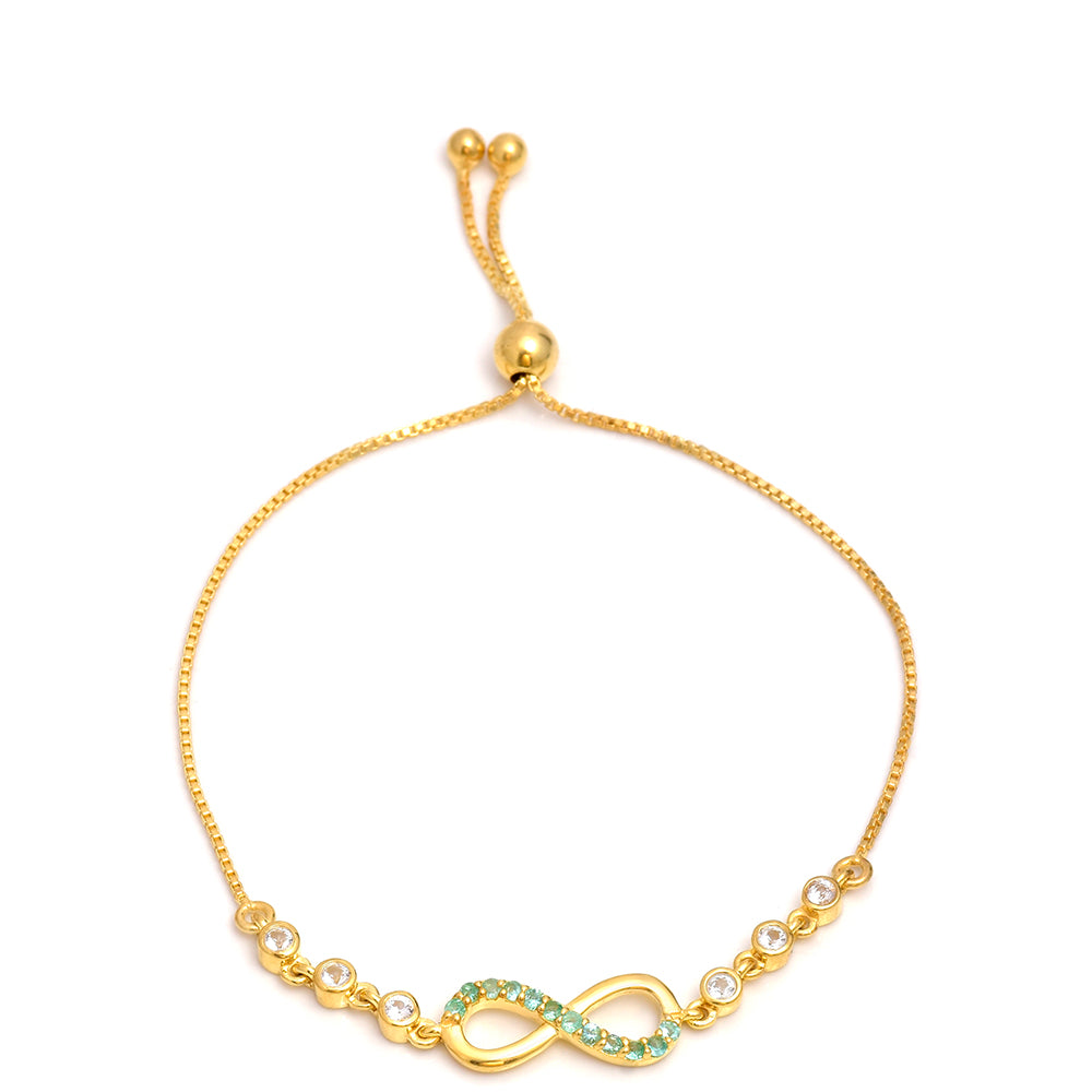 Goldplattiertes Silberarmband mit brasilianischem Smaragd und weißem Topas 3 