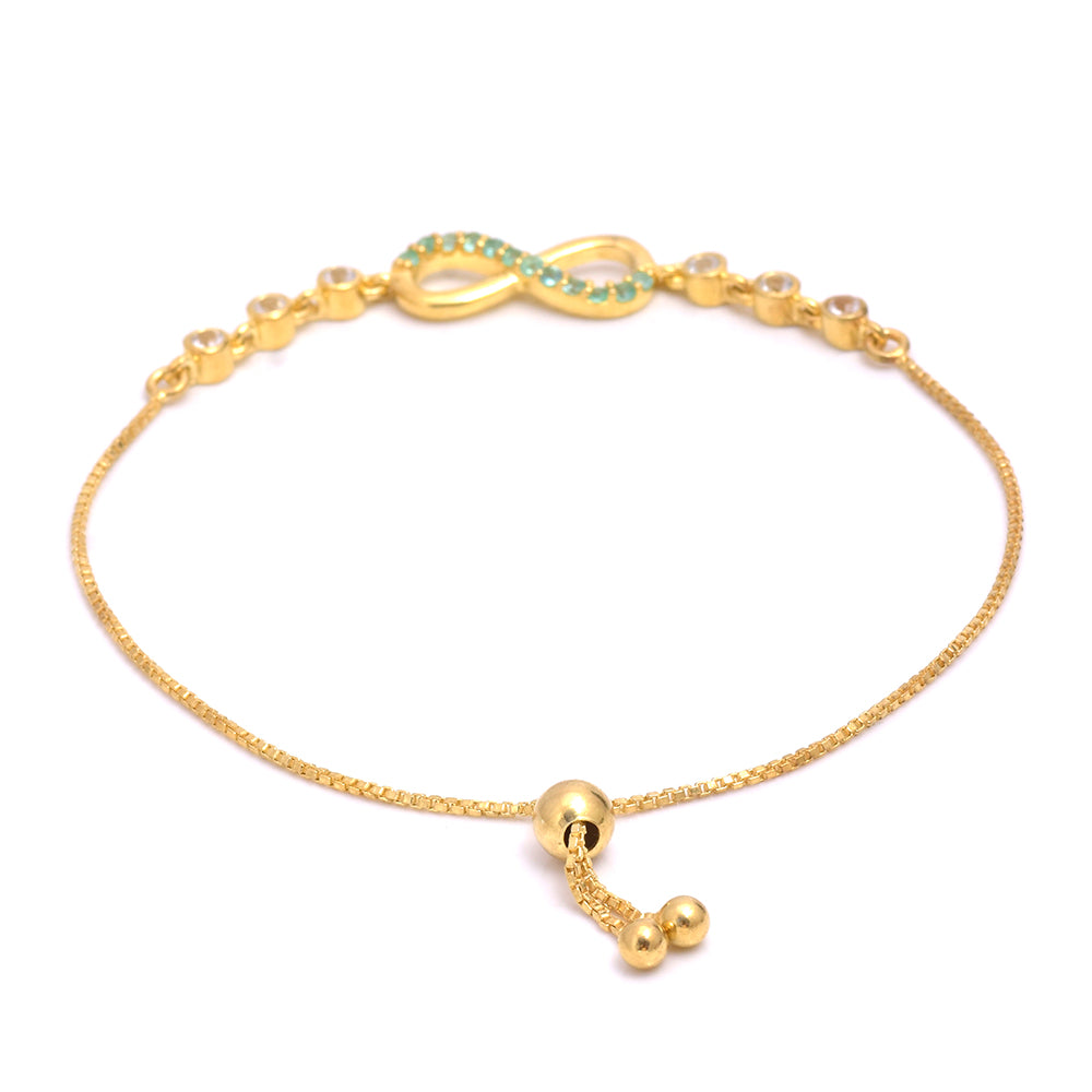 Goldplattiertes Silberarmband mit brasilianischem Smaragd und weißem Topas