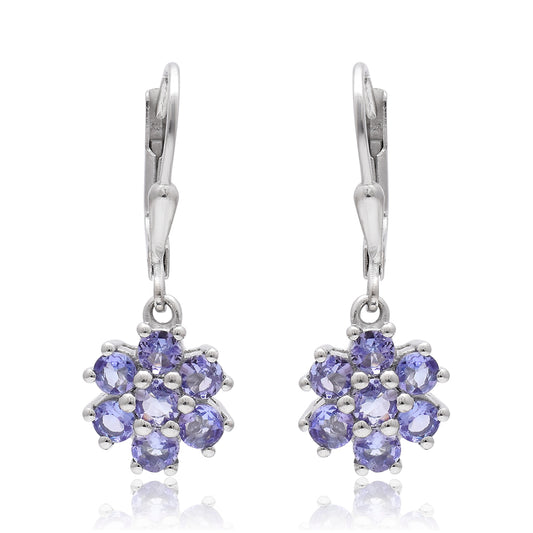 Silberohrringe mit Tansanit - Klasse AAA