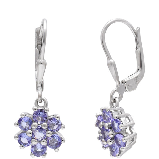 Silberohrringe mit Tansanit - Klasse AAA