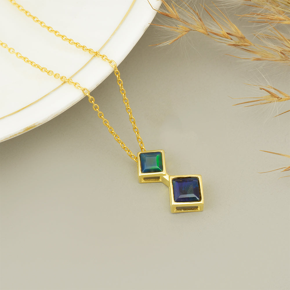 Goldplattierte Silberhalskette mit äthiopischem Opal aus Lega Dembi