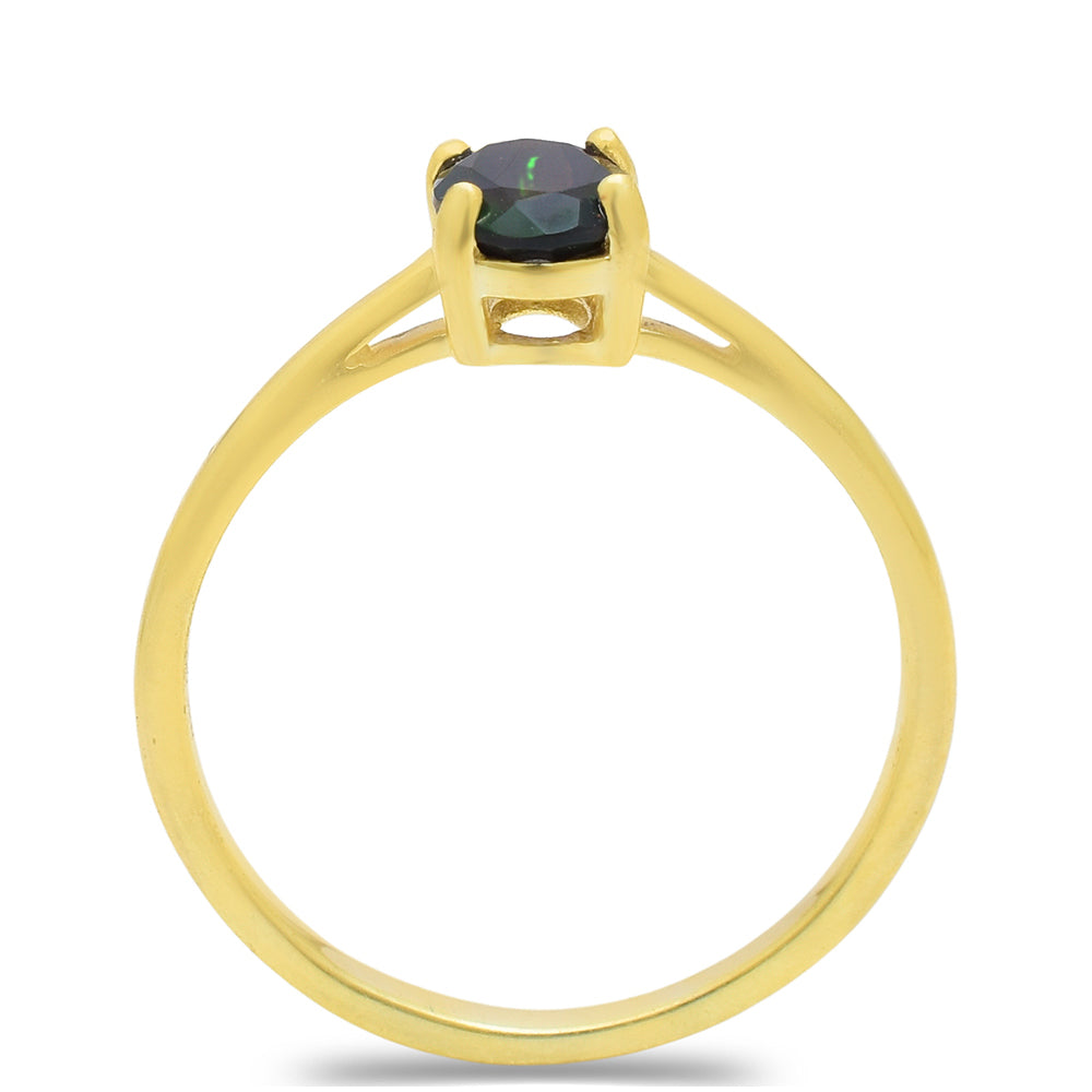 Goldplattierter Silberring mit äthiopischem Opal aus Lega Dembi