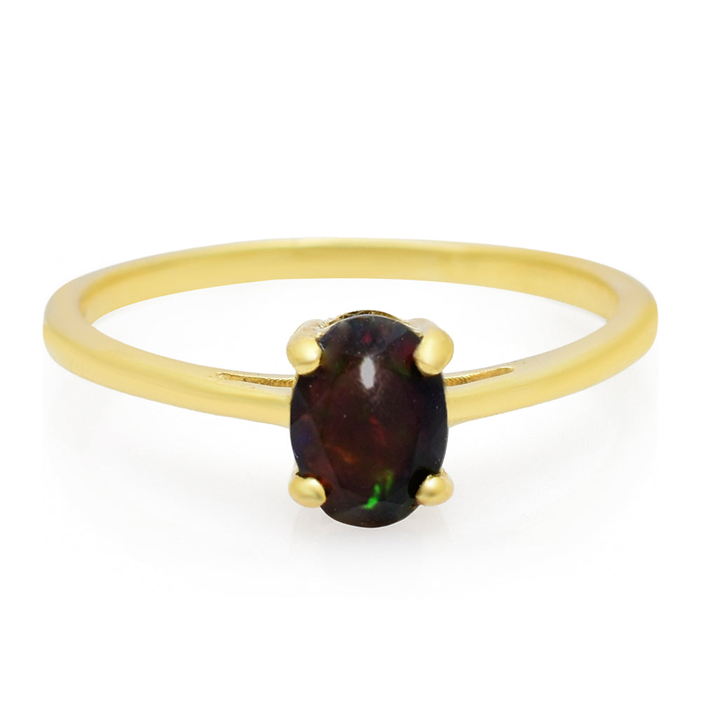 Goldplattierter Silberring mit äthiopischem Opal aus Lega Dembi 1 
