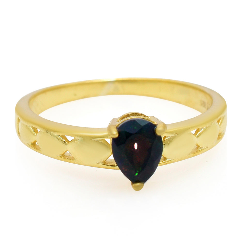 Goldplattierter Silberring mit äthiopischem Opal aus Lega Dembi 1 