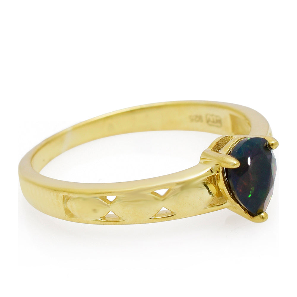 Goldplattierter Silberring mit äthiopischem Opal aus Lega Dembi 3 