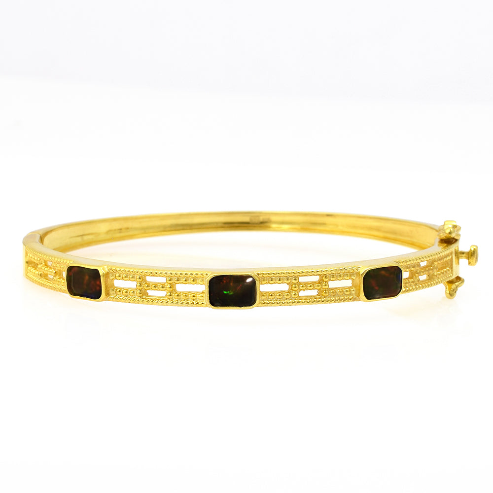 Goldplattiertes Silberarmband mit äthiopischem Opal aus Lega Dembi 1 