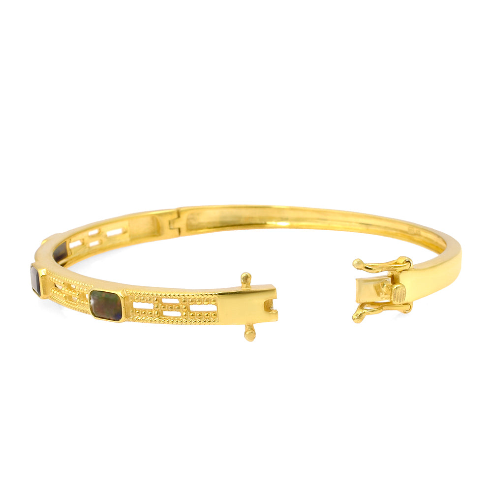 Goldplattiertes Silberarmband mit äthiopischem Opal aus Lega Dembi 2 