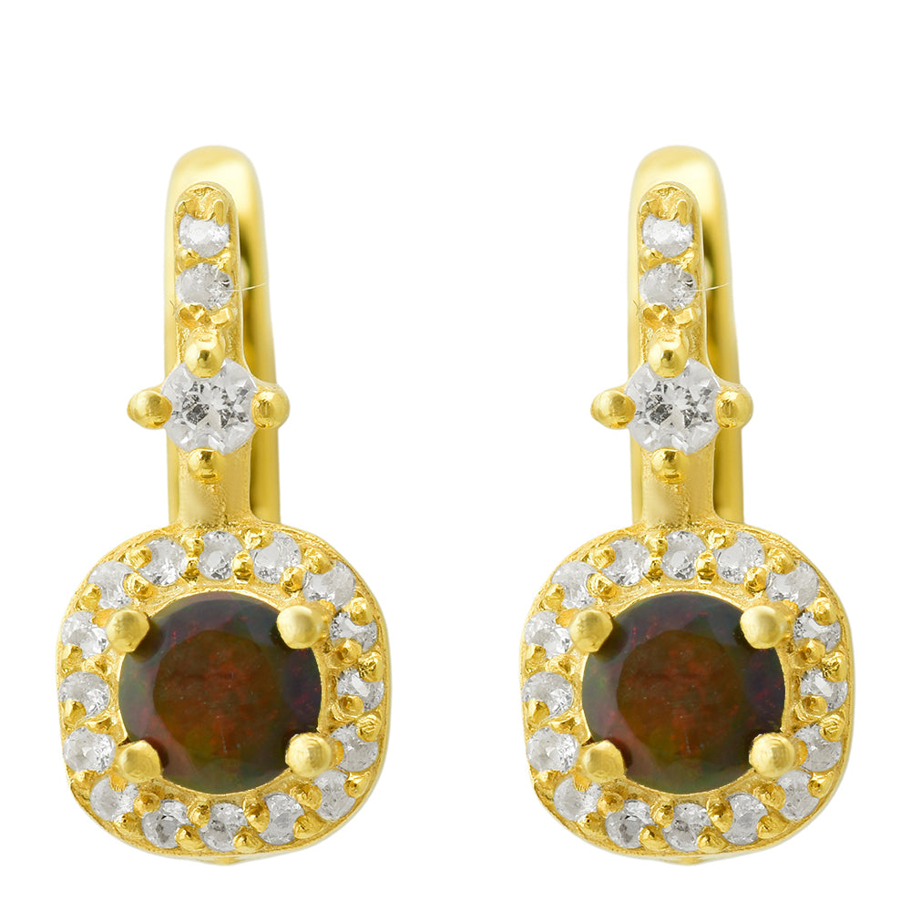 Goldplattierte Silberohrringe mit äthiopischem Opal aus Lega Dembi und weißem Topas 2 