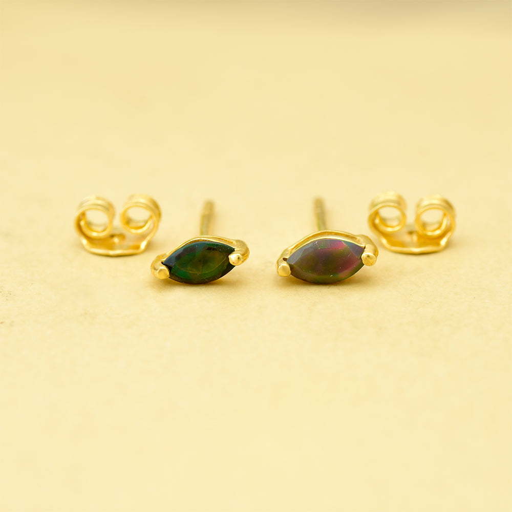 Goldplattierte Silberohrringe mit äthiopischem Opal aus Lega Dembi