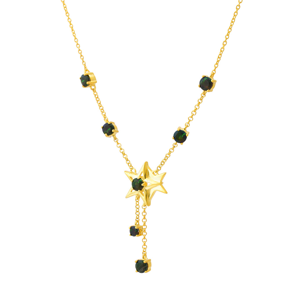 Goldplattierte Silberhalskette mit äthiopischem Opal aus Lega Dembi 3 