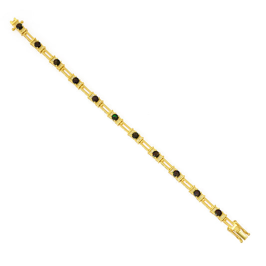Goldplattiertes Silberarmband mit äthiopischem Opal aus Lega Dembi und weißem Topas