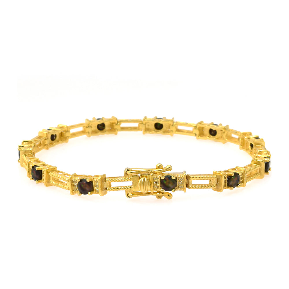 Goldplattiertes Silberarmband mit äthiopischem Opal aus Lega Dembi und weißem Topas 3 