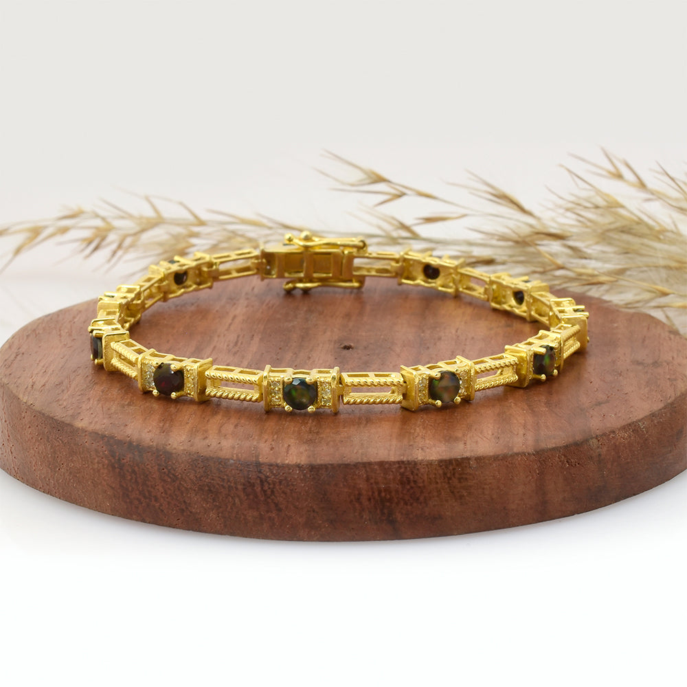 Goldplattiertes Silberarmband mit äthiopischem Opal aus Lega Dembi und weißem Topas 4 