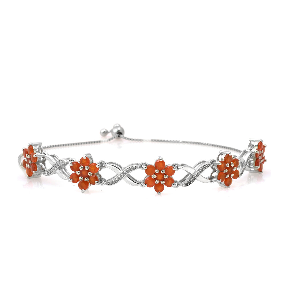 Silberarmband mit rotem Achat und weißem Topas 2 