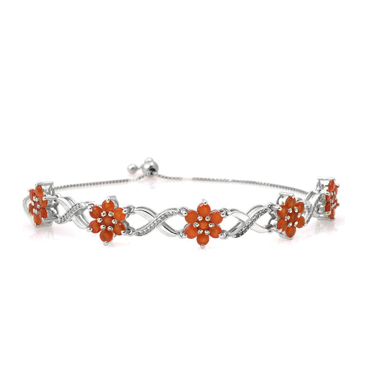Silberarmband mit rotem Achat und weißem Topas
