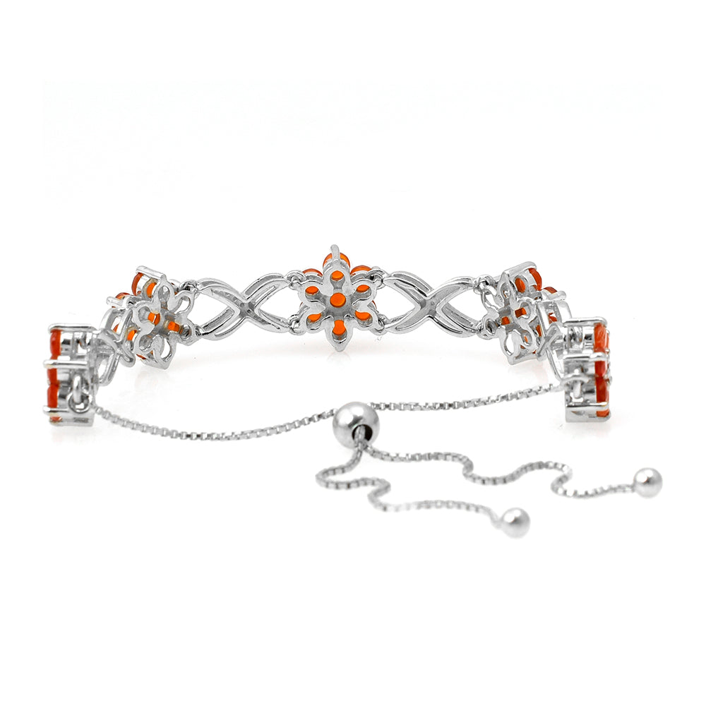 Silberarmband mit rotem Achat und weißem Topas