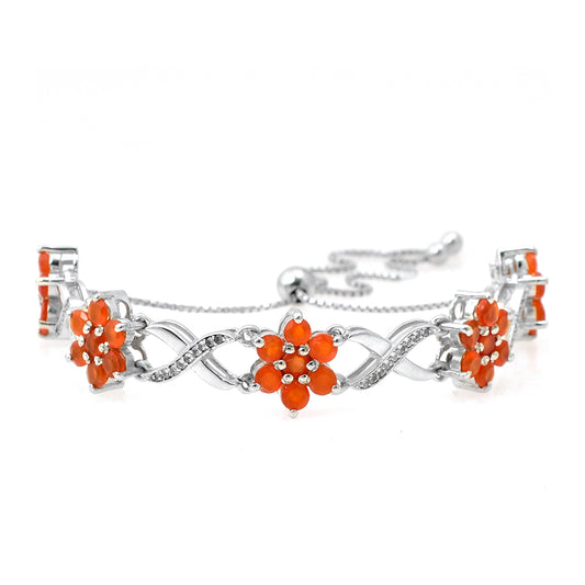 Silberarmband mit rotem Achat und weißem Topas