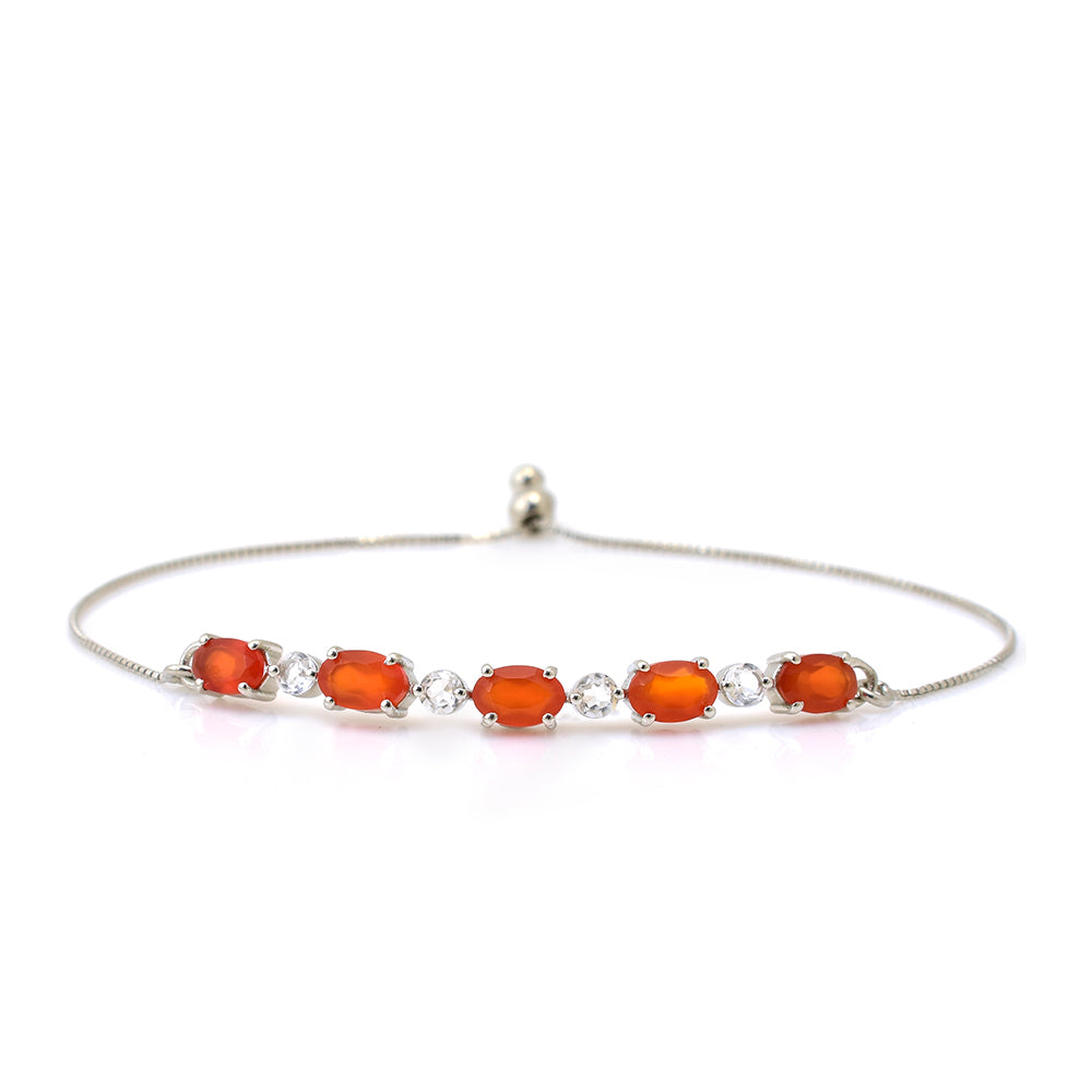 Silberarmband mit rotem Achat und weißem Topas 2 