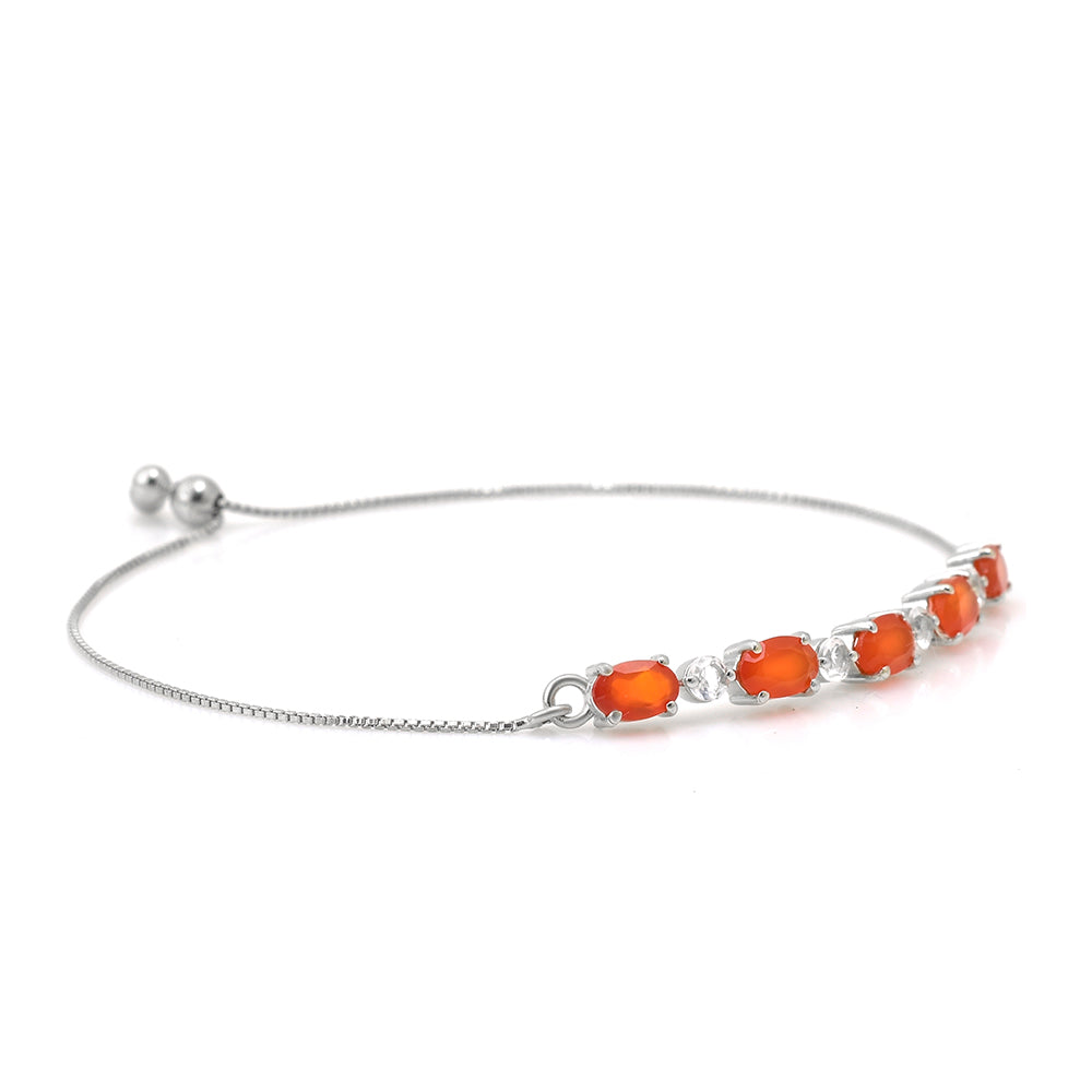 Silberarmband mit rotem Achat und weißem Topas 3 