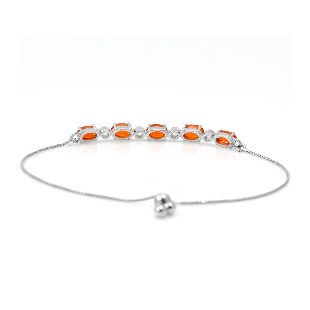 Silberarmband mit rotem Achat und weißem Topas