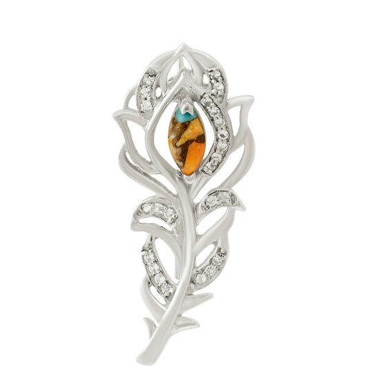Silberbrosche mit Austerntürkis