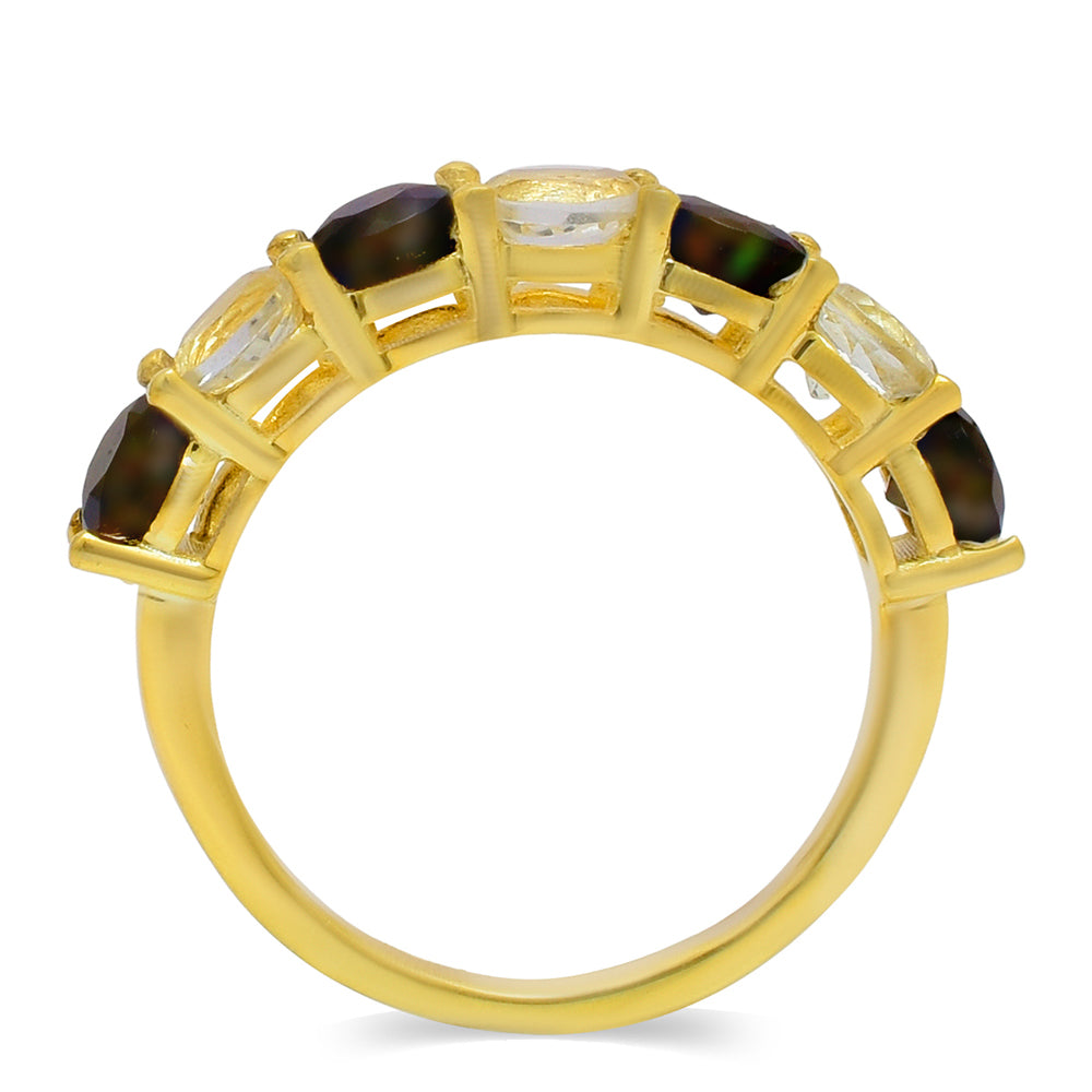 Goldplattierter Silberring mit äthiopischem Opal aus Lega Dembi 3 