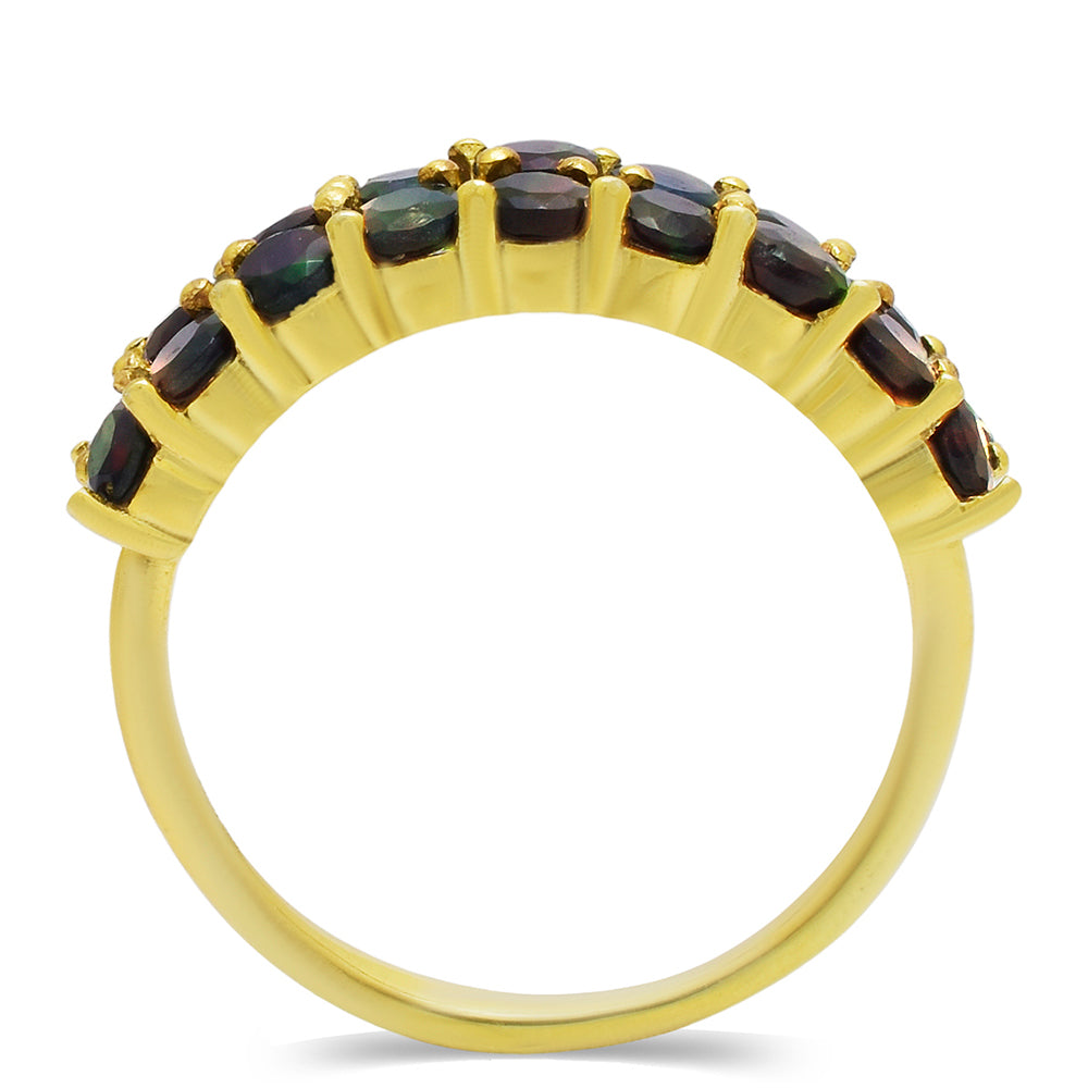 Goldplattierter Silberring mit äthiopischem Opal aus Lega Dembi 3 