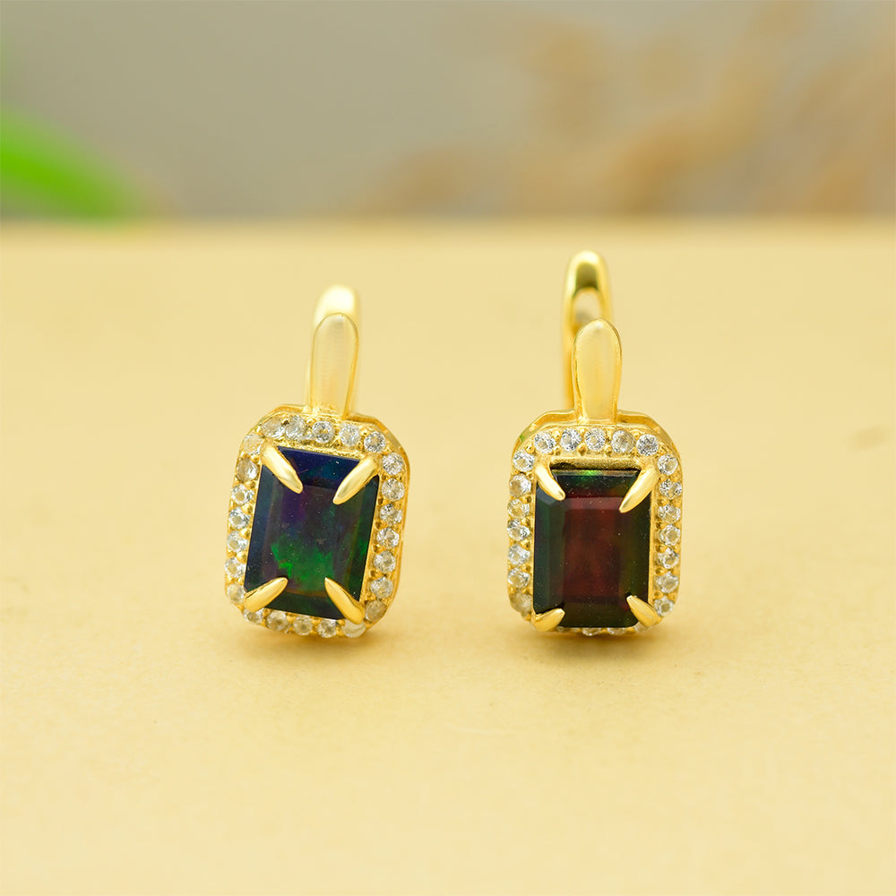 Goldplattierte Silberohrringe mit äthiopischem Opal aus Lega Dembi 3 