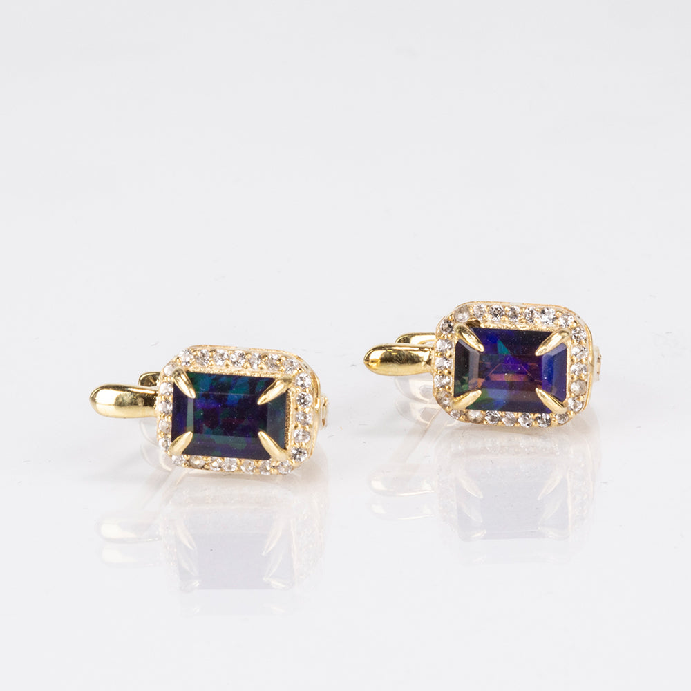 Goldplattierte Silberohrringe mit äthiopischem Opal aus Lega Dembi 7 