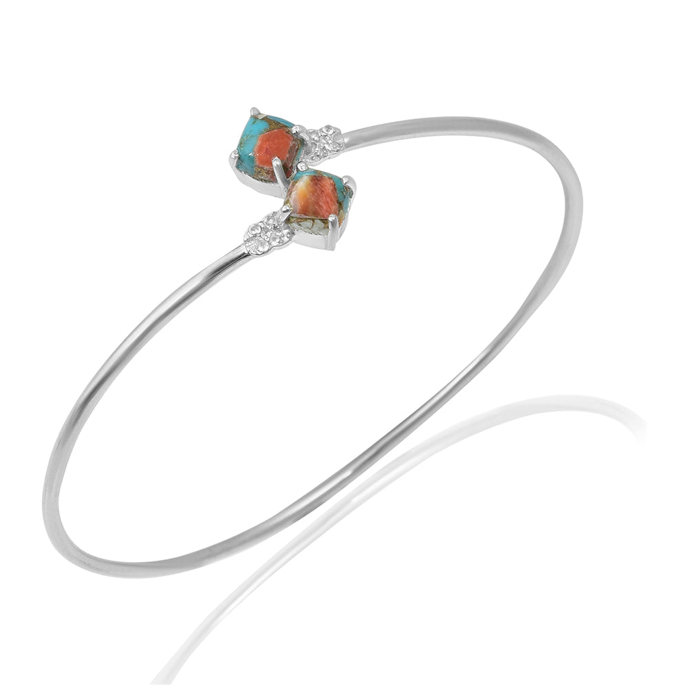 Silberarmband mit Austerntürkis und weißem Topas 4 