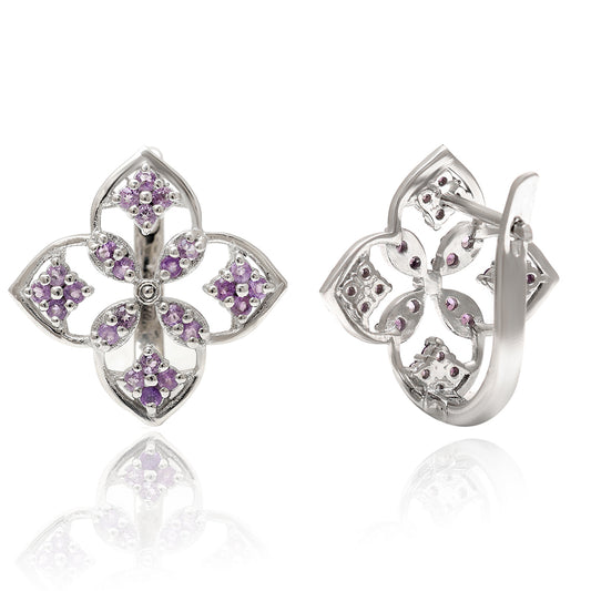 Silberohrringe mit brasilianischem Amethyst
