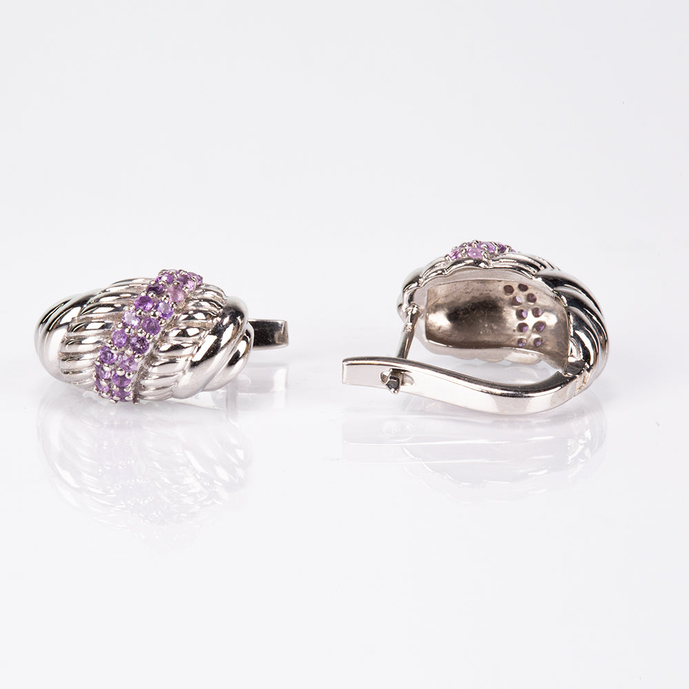 Silberohrringe mit brasilianischem Amethyst
