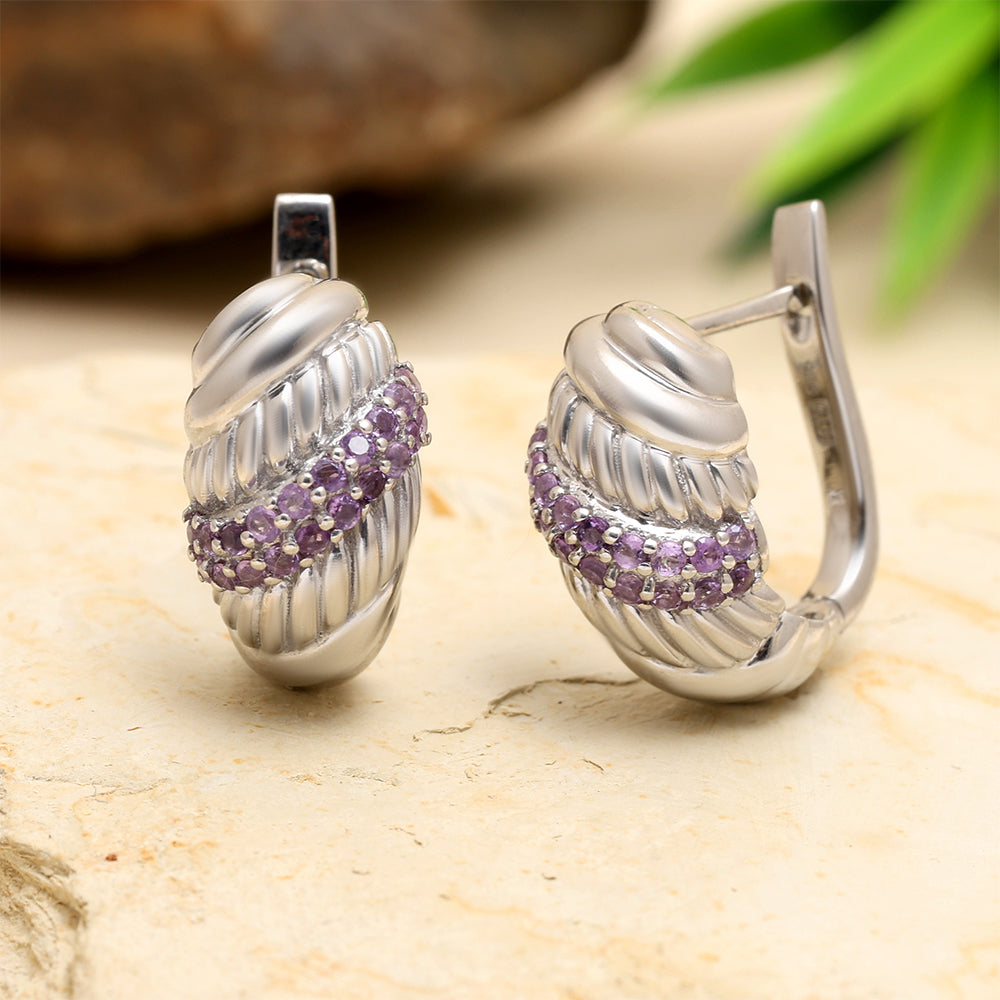 Silberohrringe mit brasilianischem Amethyst