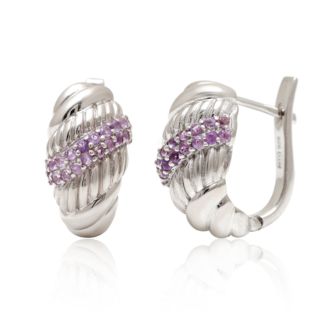 Silberohrringe mit brasilianischem Amethyst