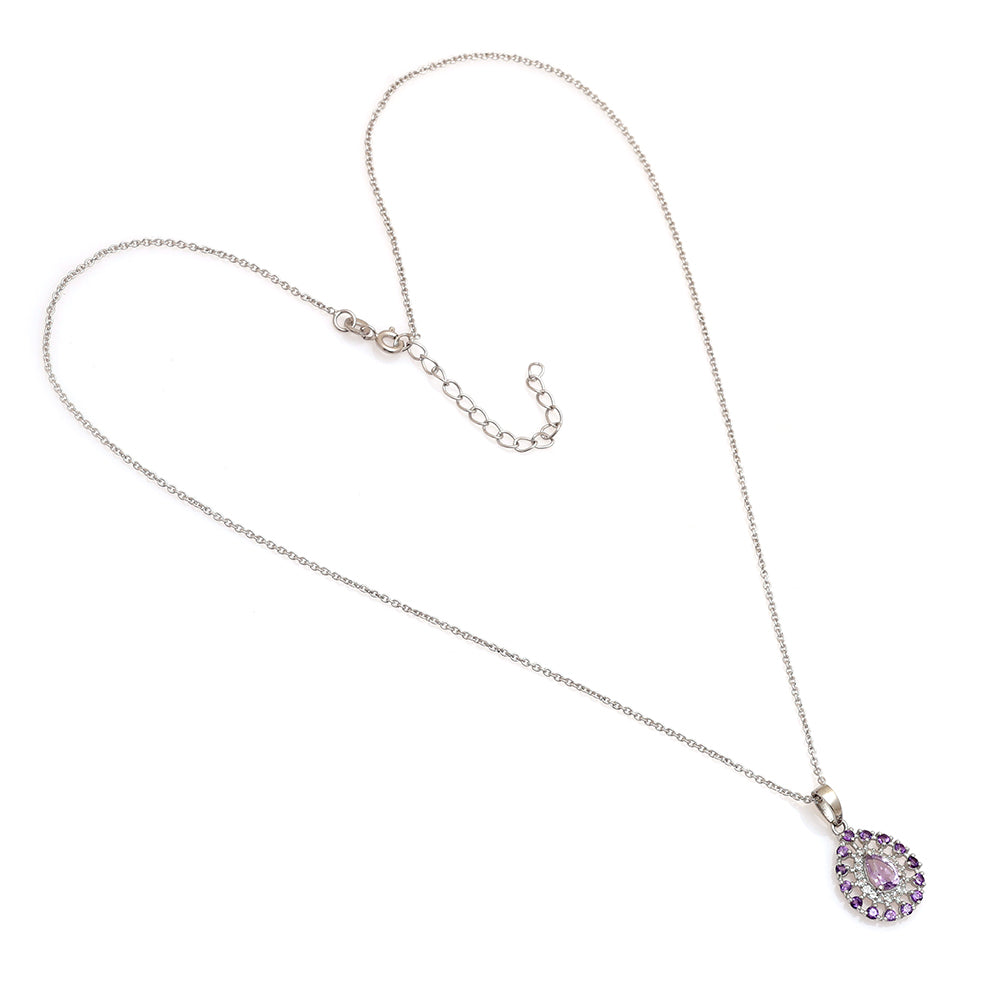 Silberanhänger mit brasilianischem Amethyst und weißem Topas 3 