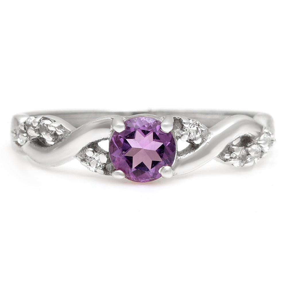 Silberring mit weißem Topas und brasilianischem Amethyst 6 