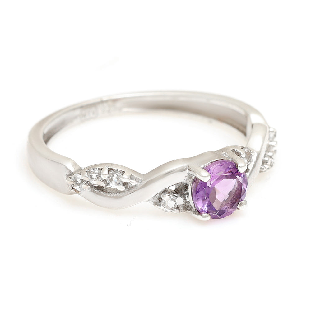 Silberring mit weißem Topas und brasilianischem Amethyst 7 