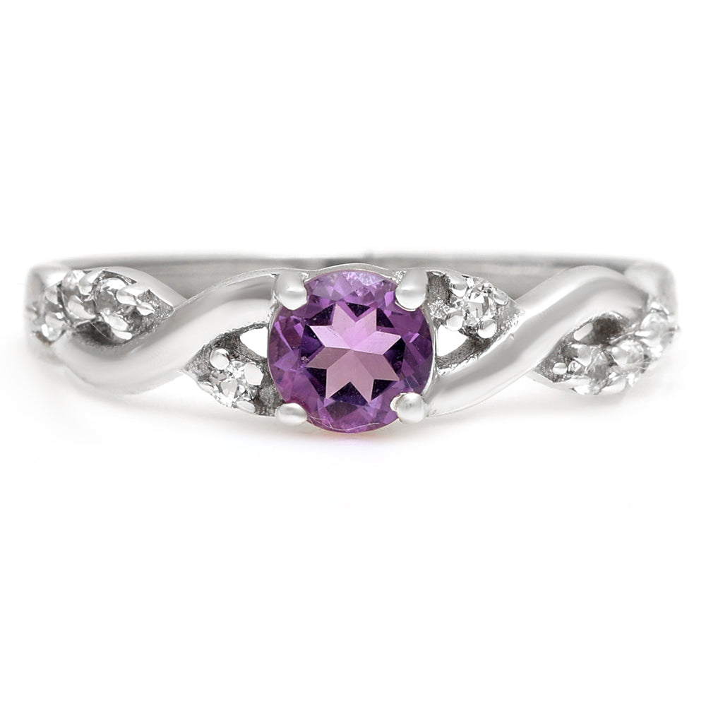Silberring mit weißem Topas und brasilianischem Amethyst