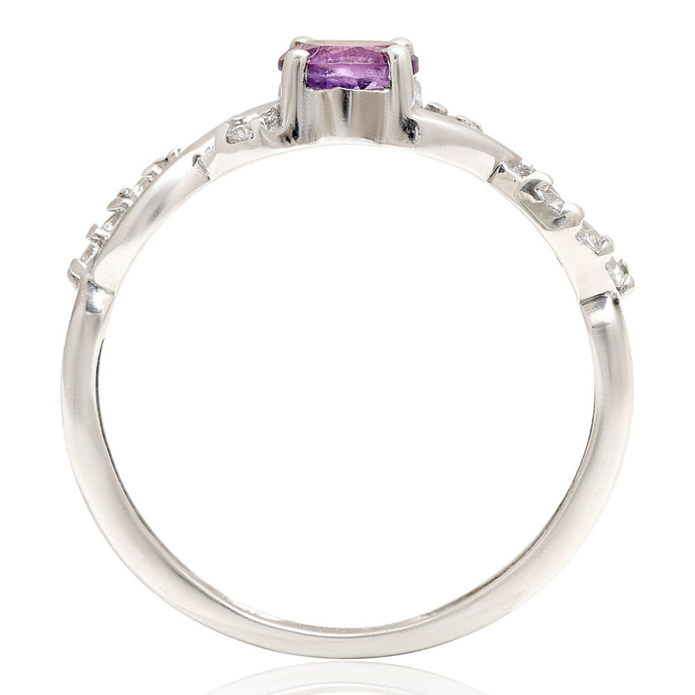 Silberring mit weißem Topas und brasilianischem Amethyst