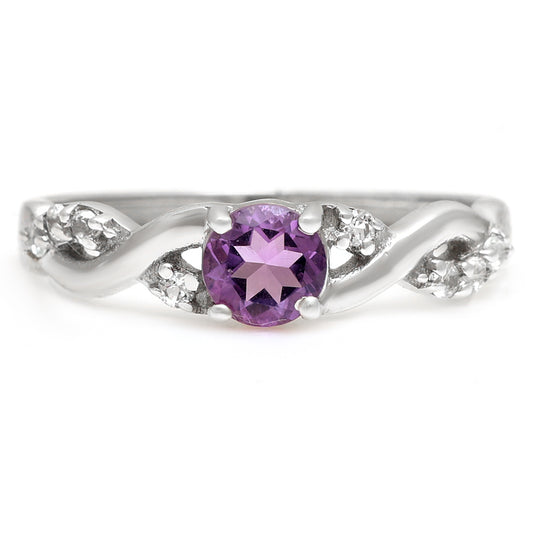 Silberring mit weißem Topas und brasilianischem Amethyst