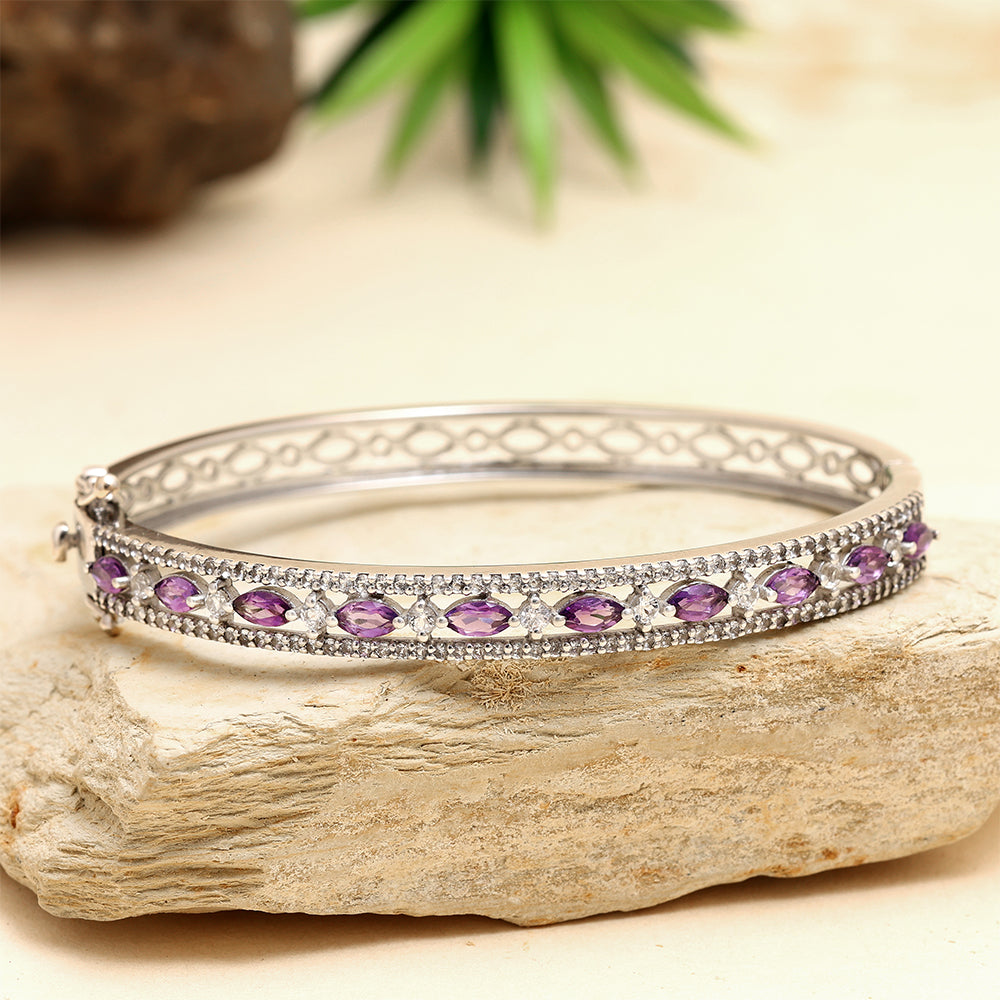 Silberarmband mit brasilianischem Amethyst und weißem Topas 2 