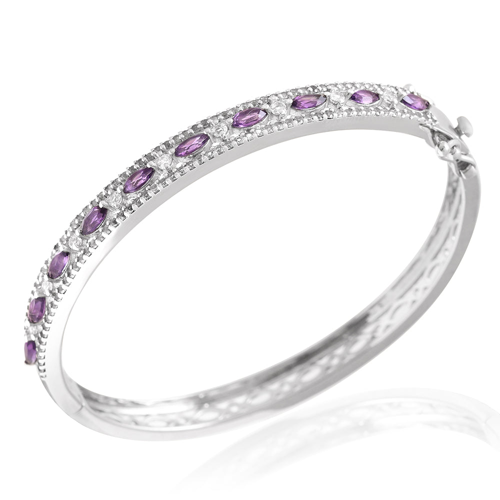 Silberarmband mit brasilianischem Amethyst und weißem Topas