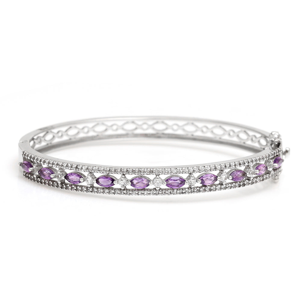 Silberarmband mit brasilianischem Amethyst und weißem Topas 6 