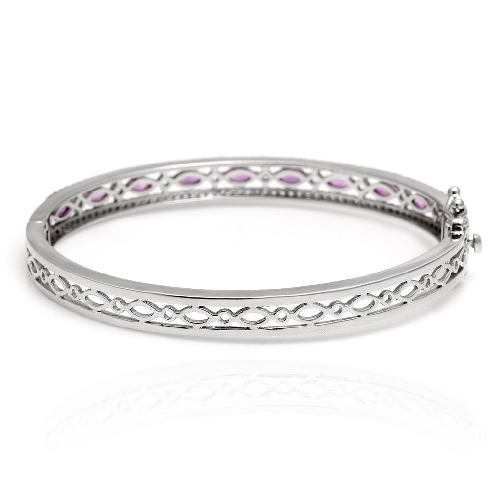 Silberarmband mit brasilianischem Amethyst und weißem Topas 7 