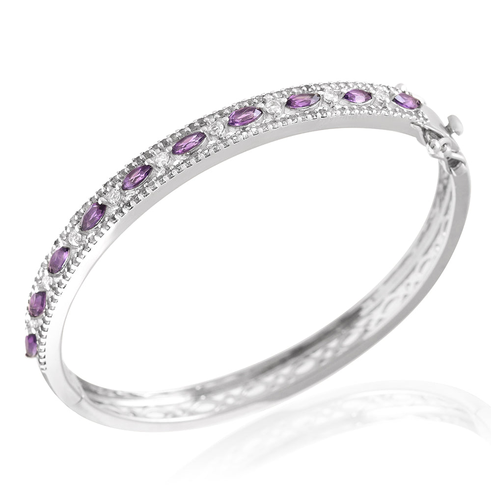 Silberarmband mit brasilianischem Amethyst und weißem Topas