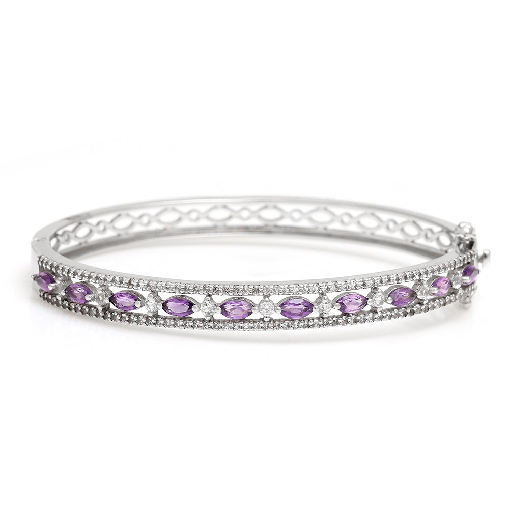 Silberarmband mit brasilianischem Amethyst und weißem Topas 1 
